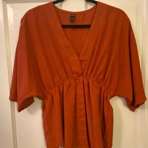 SHEIN Rust V-Neck Blouse